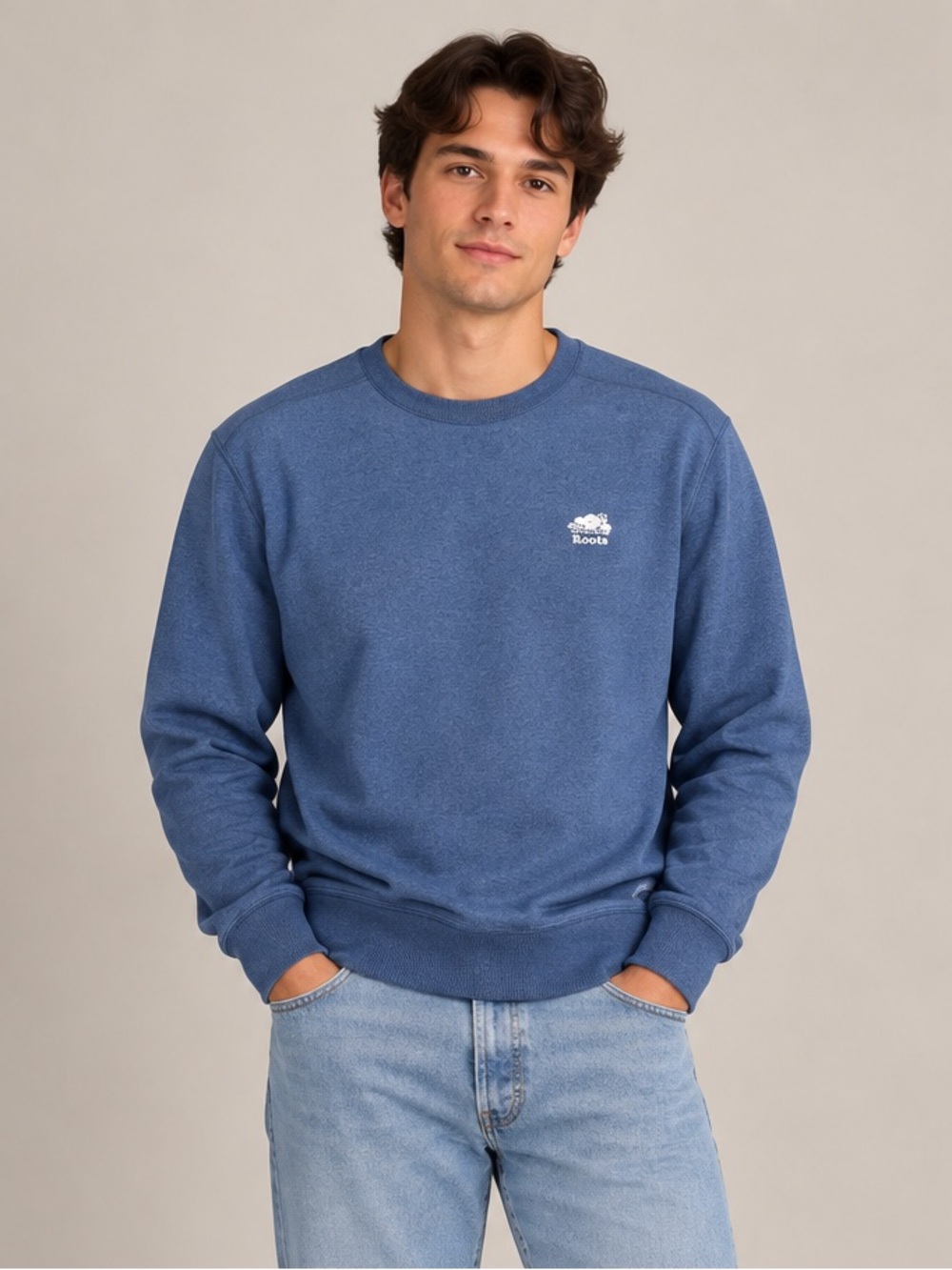 Roots Men's Crewneck Sweater - Heather Blue